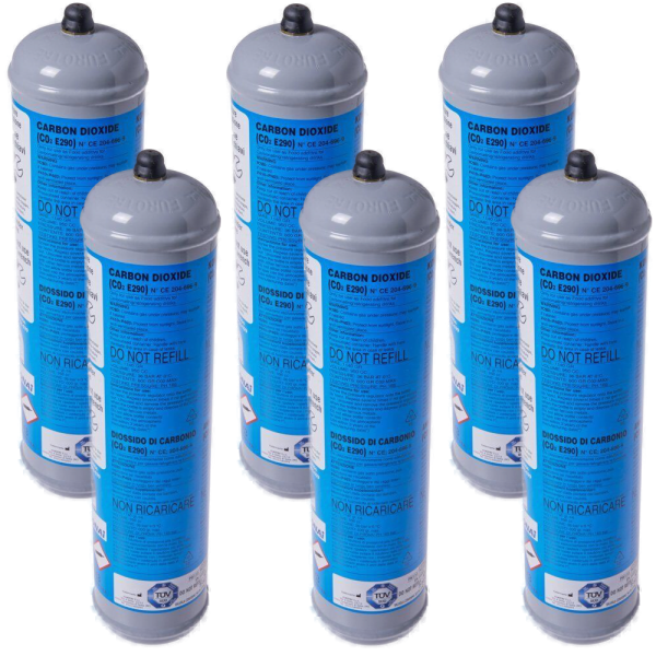 6 x 600 gr. bombole CO2 alimentare monouso